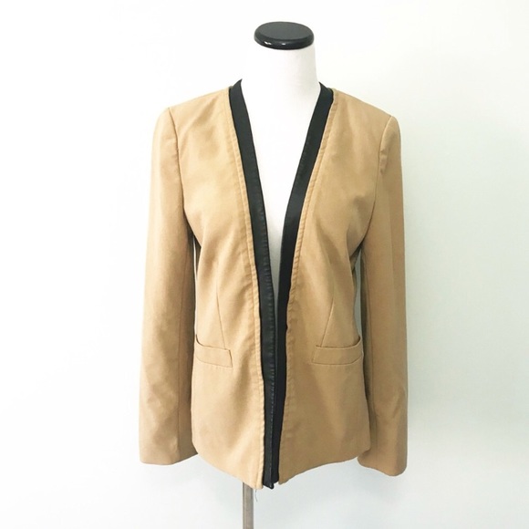 Calvin Klein Jackets & Blazers - CALVIN KLEIN Tan Blazer Jacket faux leather trim